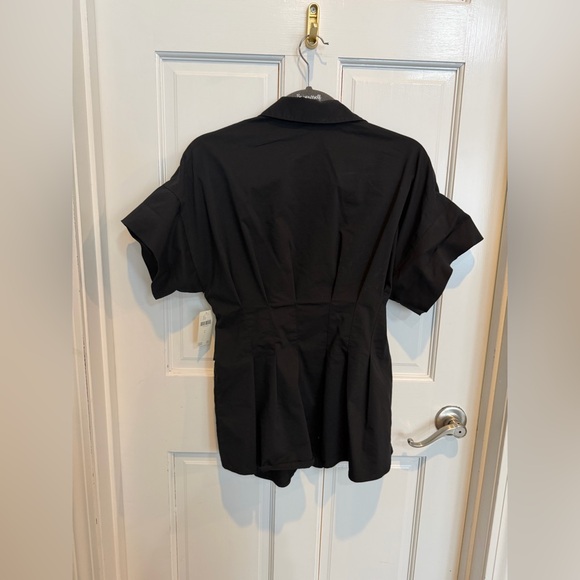 NWT Anthropologie Exquise The Tobie Double  Buckle Belted Black Women's Top Sz L - Picture 6 of 8
